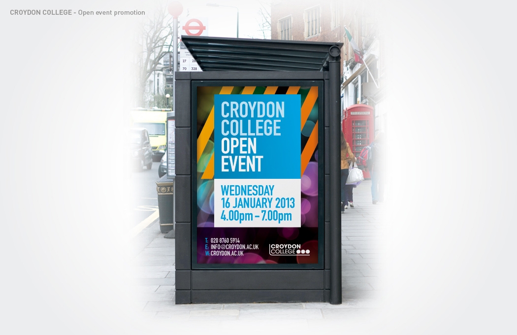 Bus shelter ad for Croydon College by BLU:72 Creative