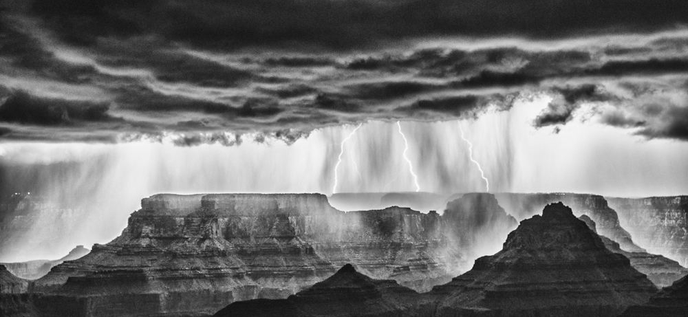 Image of lightning striking the Grand Canyon