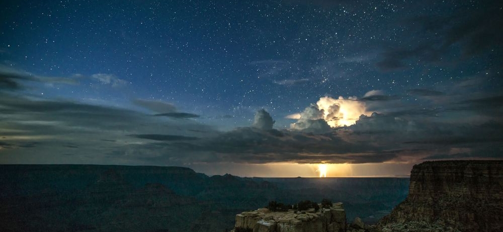 Image of lightning striking the Grand Canyon