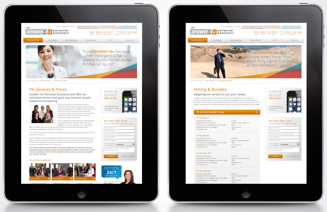 Web design for Answer-4u by BLU:72 Creative