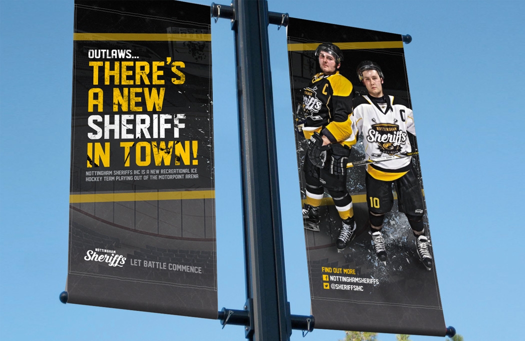 Lamp post banner design for Nottingham Sheriffs - Ice Hockey Design