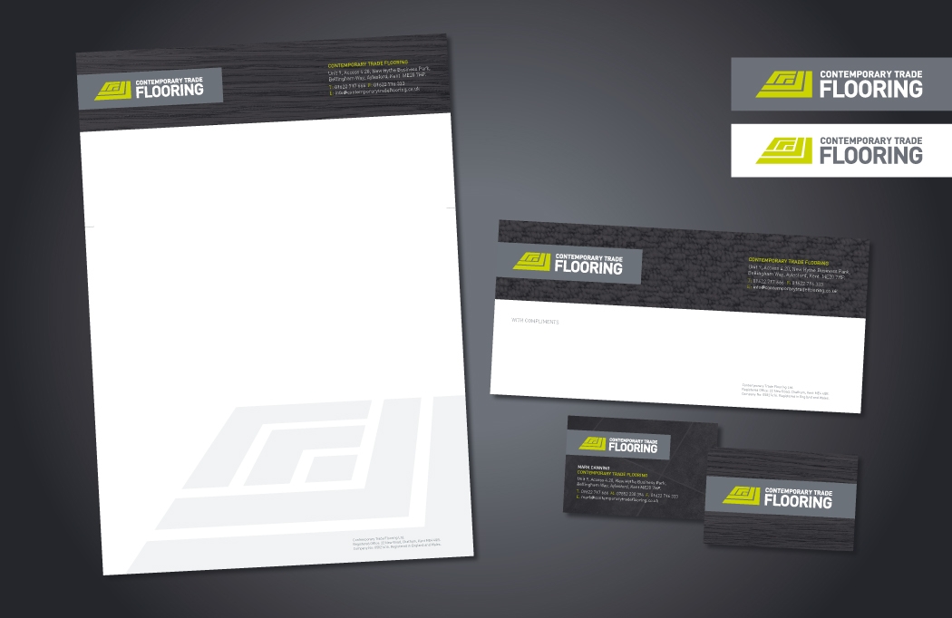 Logo design and stationery for Contemporary Trade Flooring, designed by BLU:72 Creative