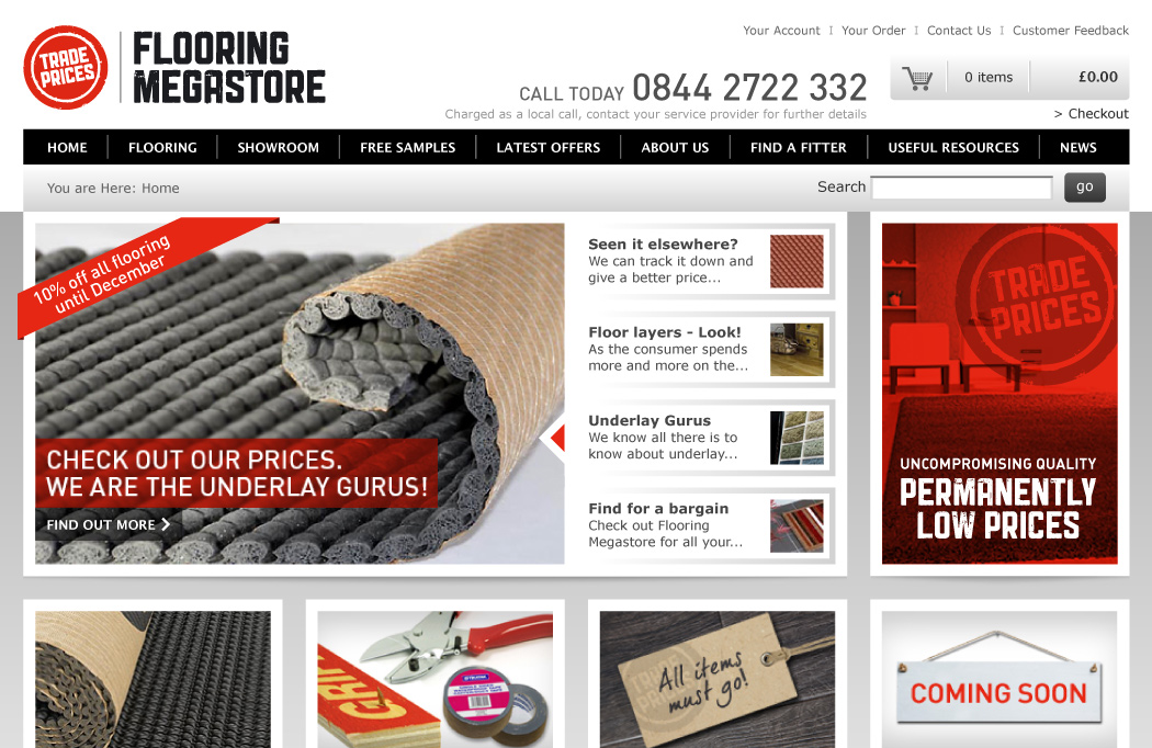Flooring Megastore website designed by BLU:72 Creative