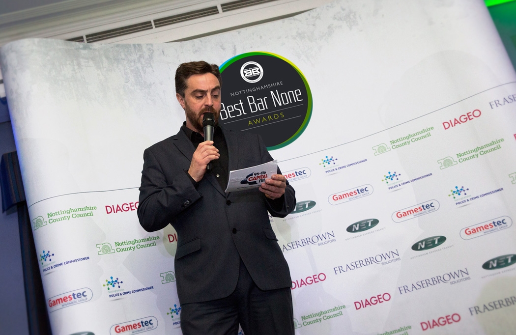 Event Branding for the Nottinghamshire Best Bar None Awards night designed by BLU:72 Creative