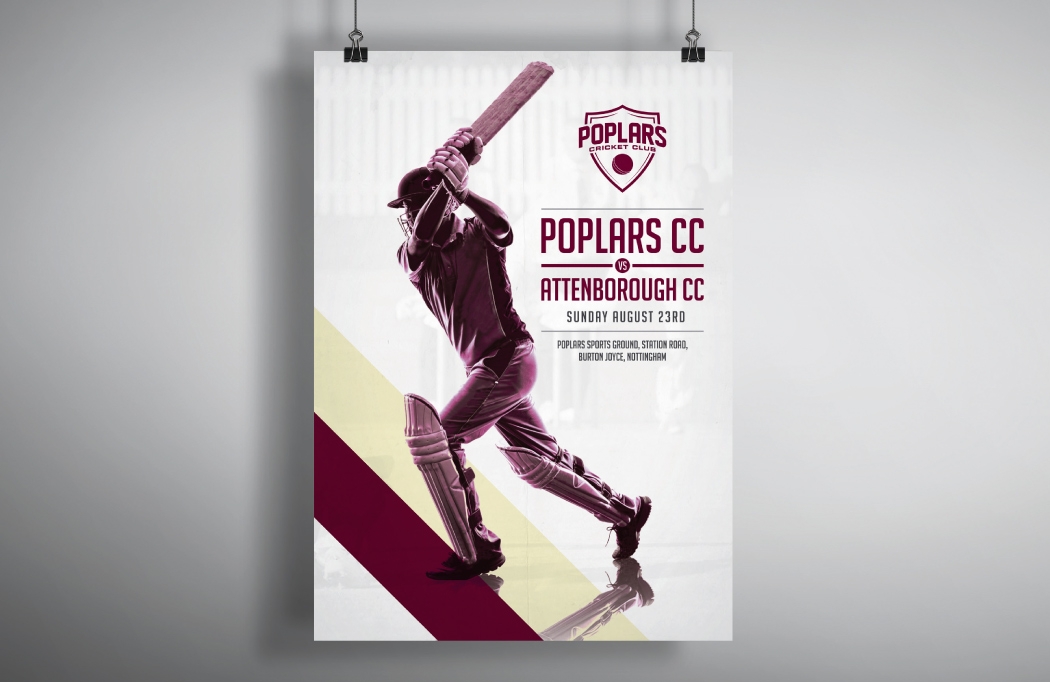 poplars-fixture-poster A2 poster design to promote fixtures at Poplars CC - Cricket Club Logo Design
