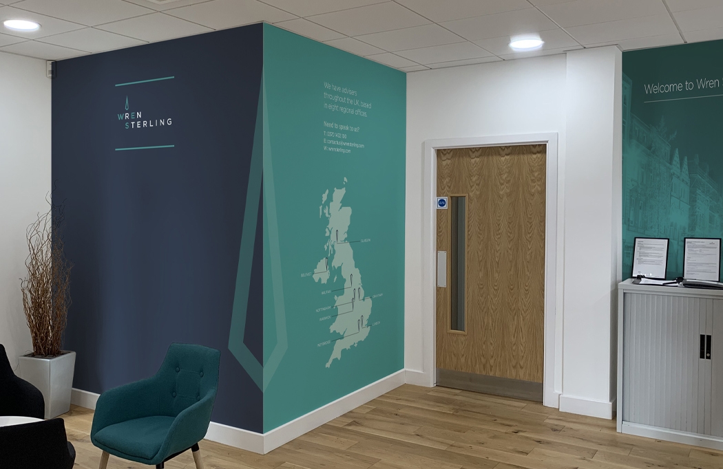 Interior wall graphics at Wren Sterling