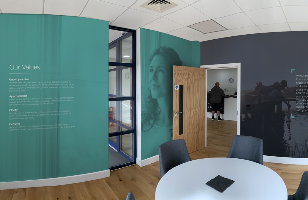 Interior wall graphics at Wren Sterling
